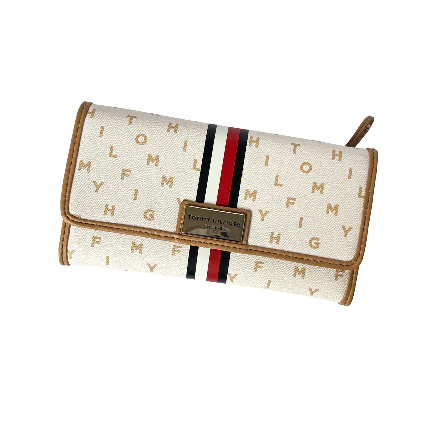 Cream Monogram Stripe Wallet