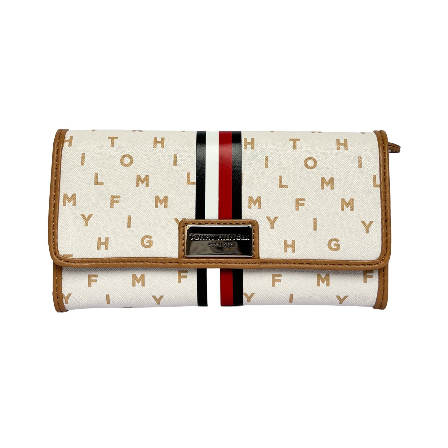 Cream Monogram Stripe Wallet