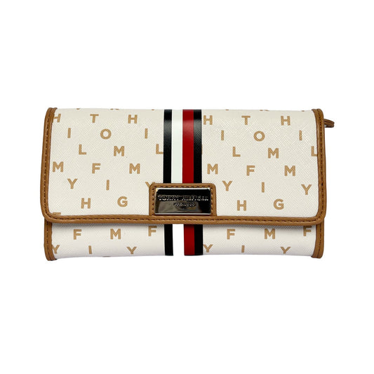Cream Monogram Stripe Wallet