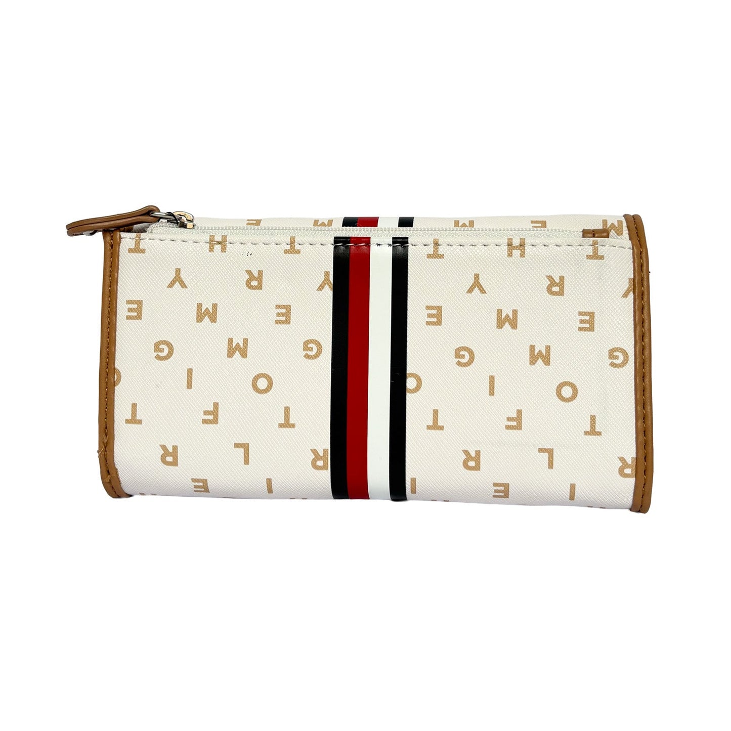 Cream Monogram Stripe Wallet