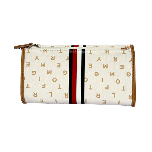 Cream Monogram Stripe Wallet