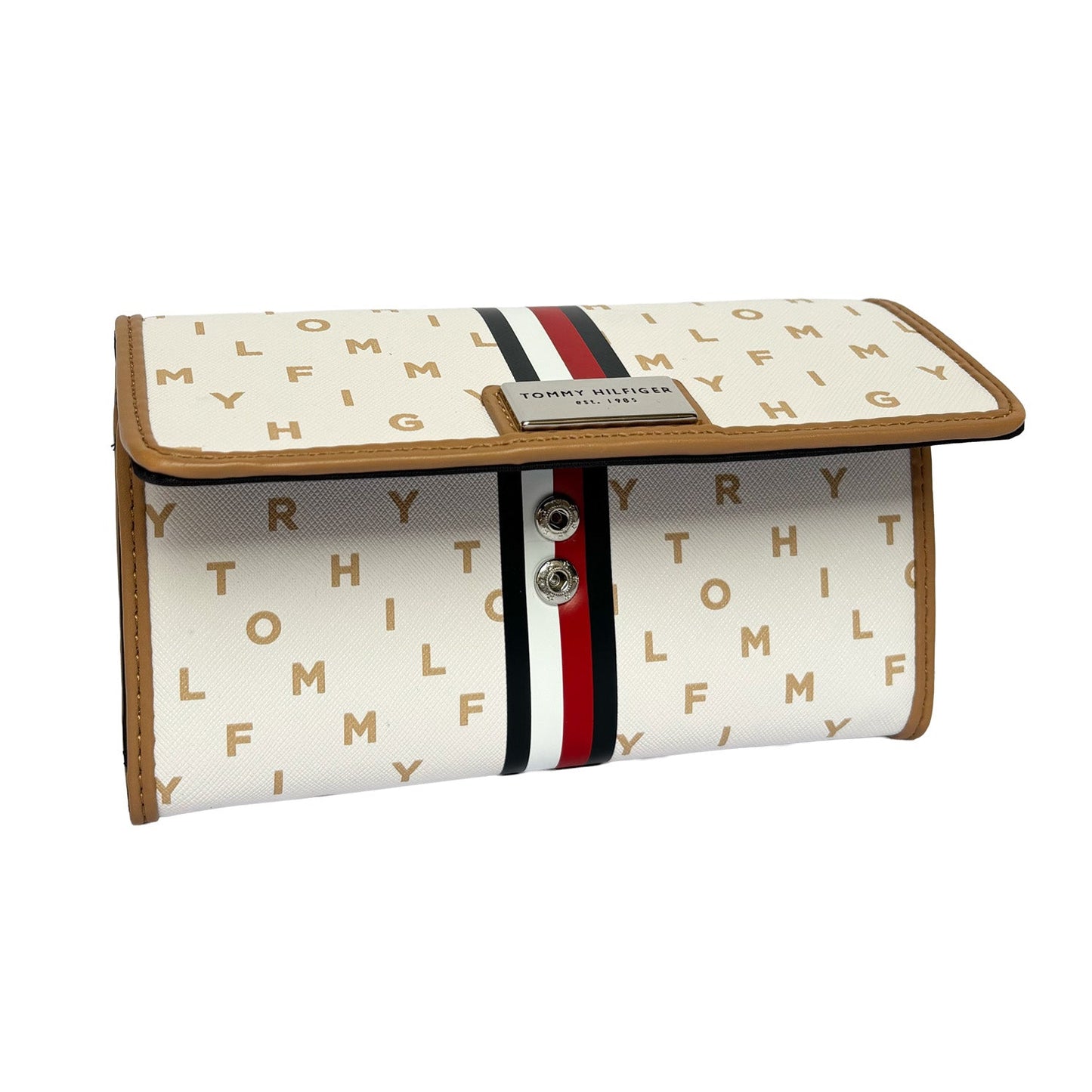 Cream Monogram Stripe Wallet